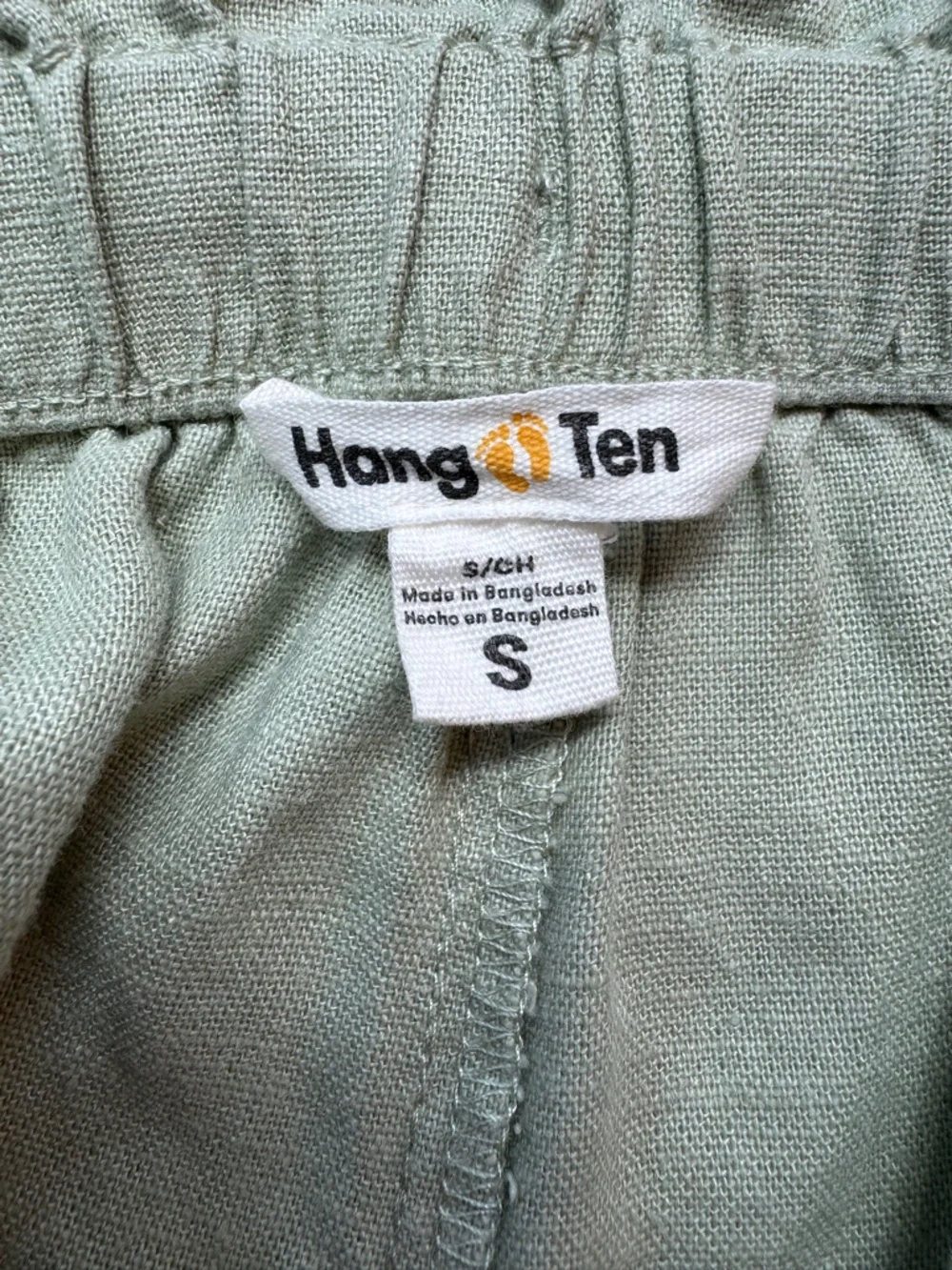 Hang Ten Light Sage Drawstring Linen-Blend Athletic Shorts